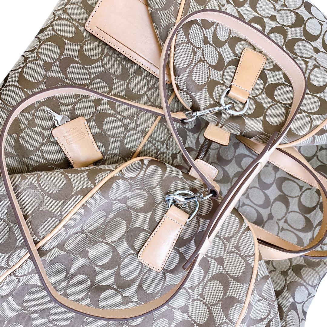 【美品】COACH コーチ 4254 シグネチャー キャンバス レザー ボストン