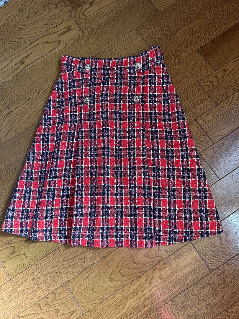 GUCCI チェック柄 ツィードひざ丈スカート