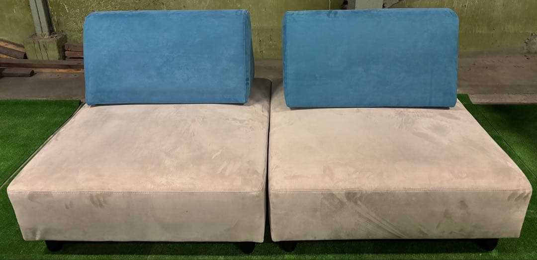 【美品】アイランドソファ 2個セット グレー ブルー