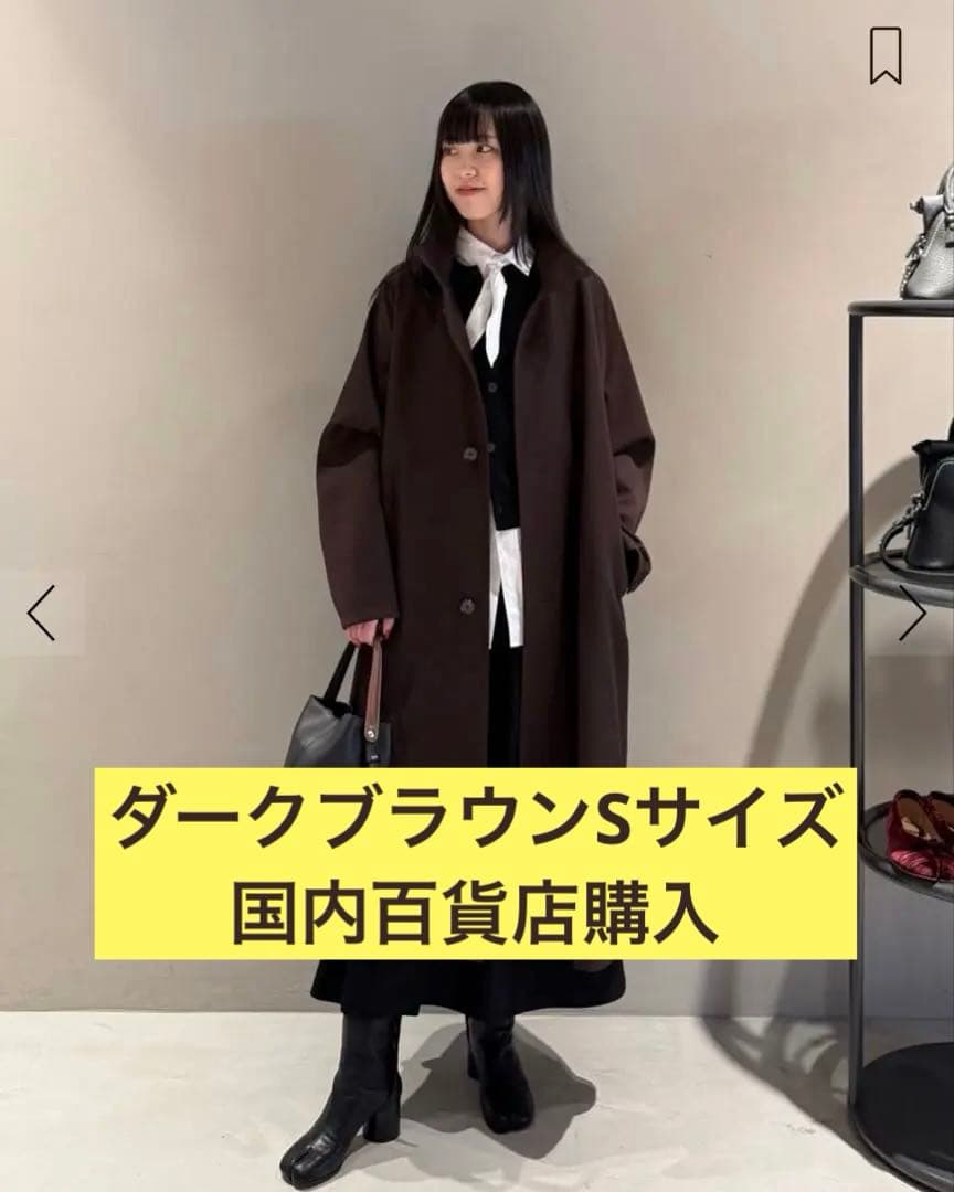 CABaN ウールギャバジン スタンドカラーコート ブラウン Sサイズ