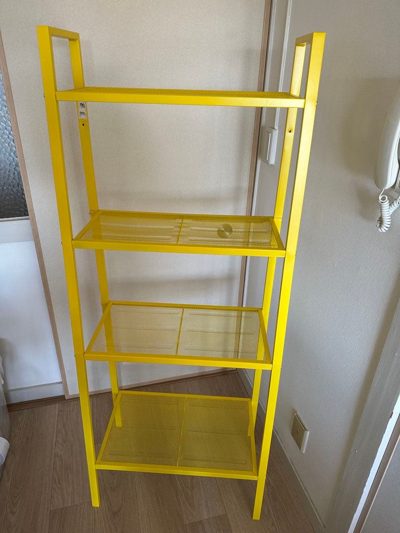 IKEA イエロー スチール メッシュラック 4段