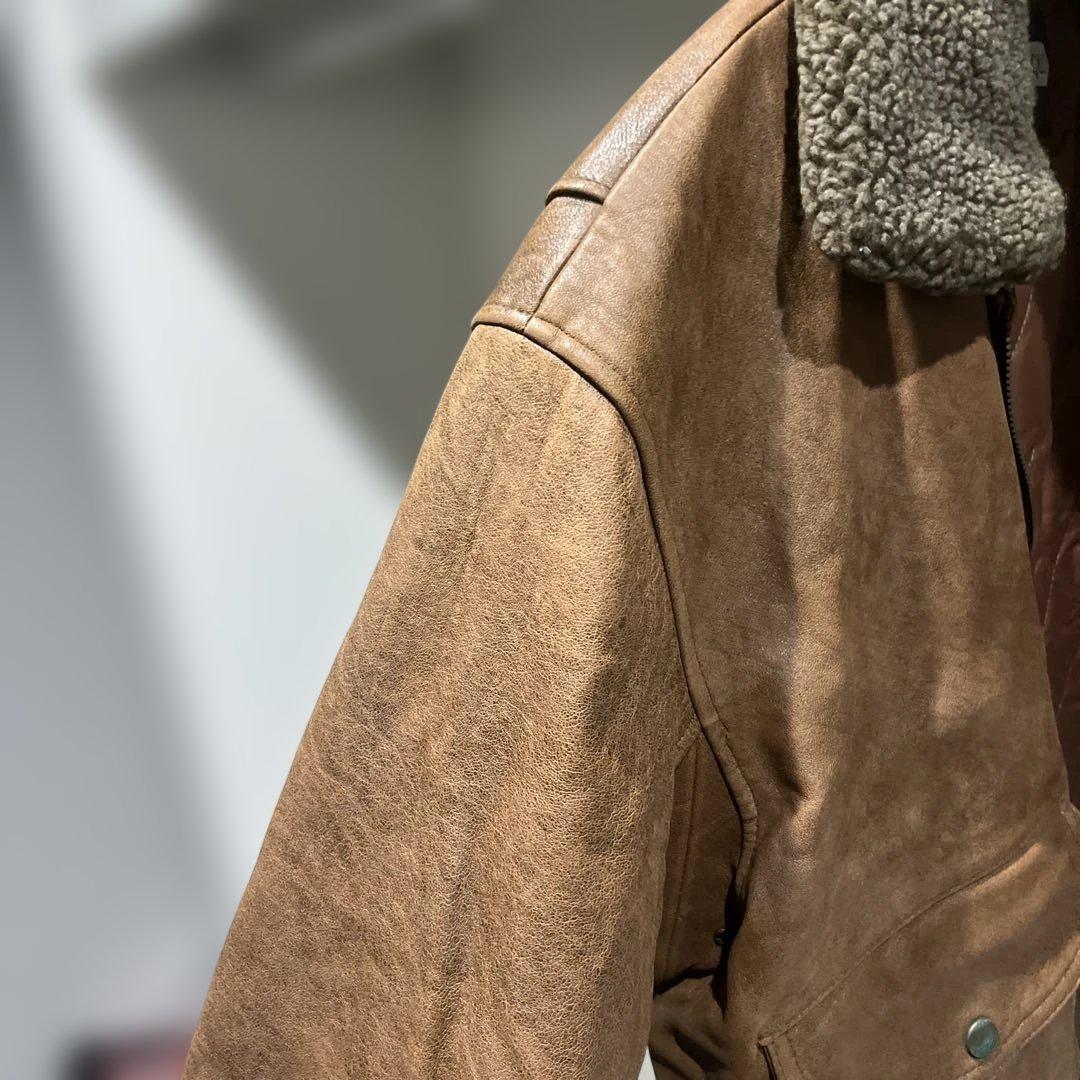買*ー様 即日発送 OLD UNIQLO ボア襟付きレザージャケット Mサイズ
