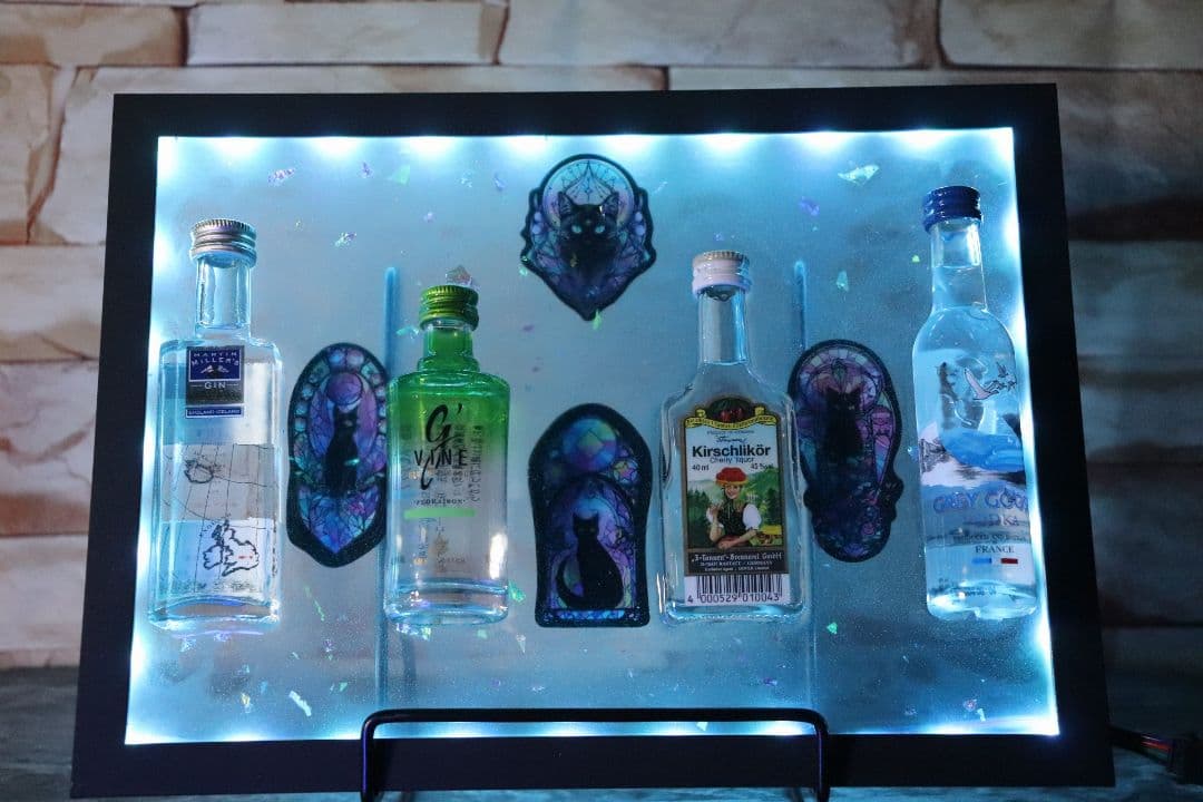LEDインテリア ハンドメイドレジンアート ミニチュアボトルディスプレイ 酒