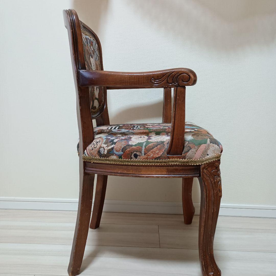 う*こ様 アンティーク テディベア柄 木製椅子