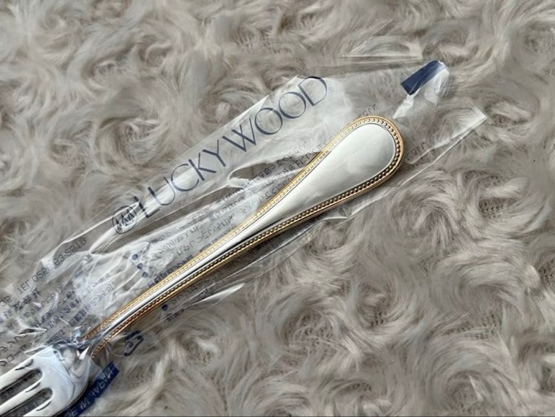 ラッキーウッド カトラリーセット　フレンチアクセント　金彩スプーン＆フォーク