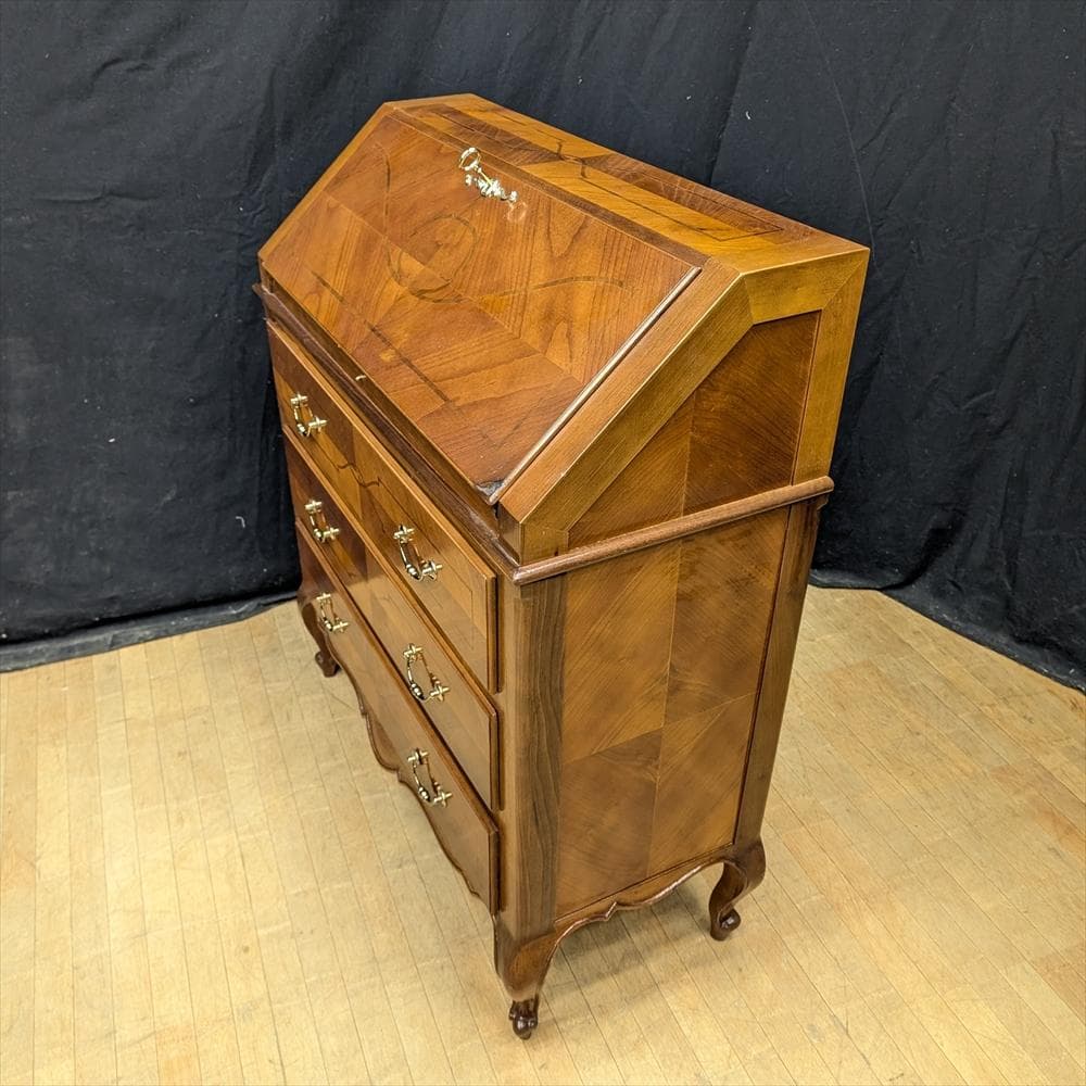 象嵌　猫脚　ライティングデスク　ライティングビューロー　学習机　デスク　引き出し