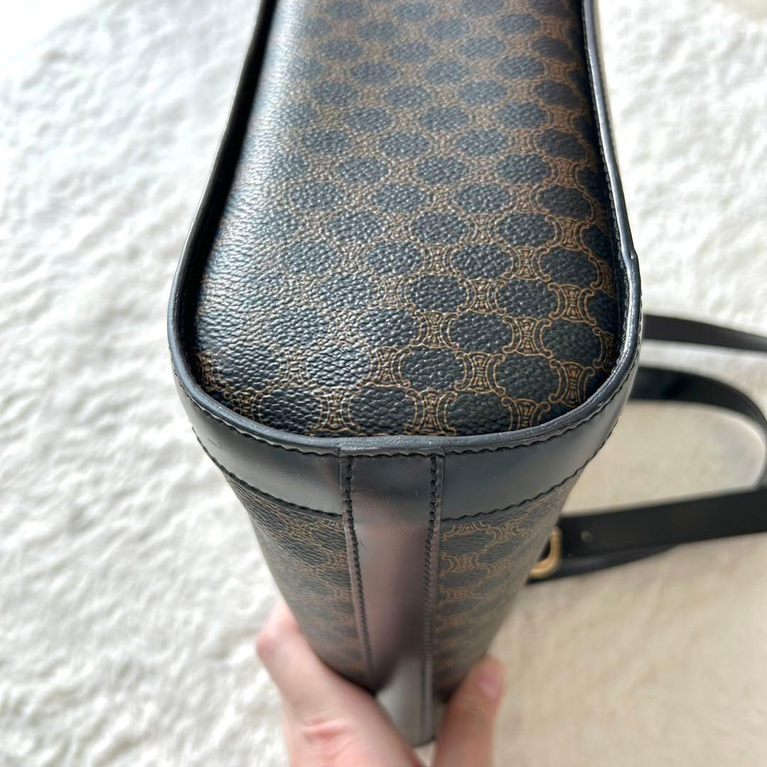 美品 CELINE 黒マカダム トリオンフ PVC バケツ型 トートバッグ