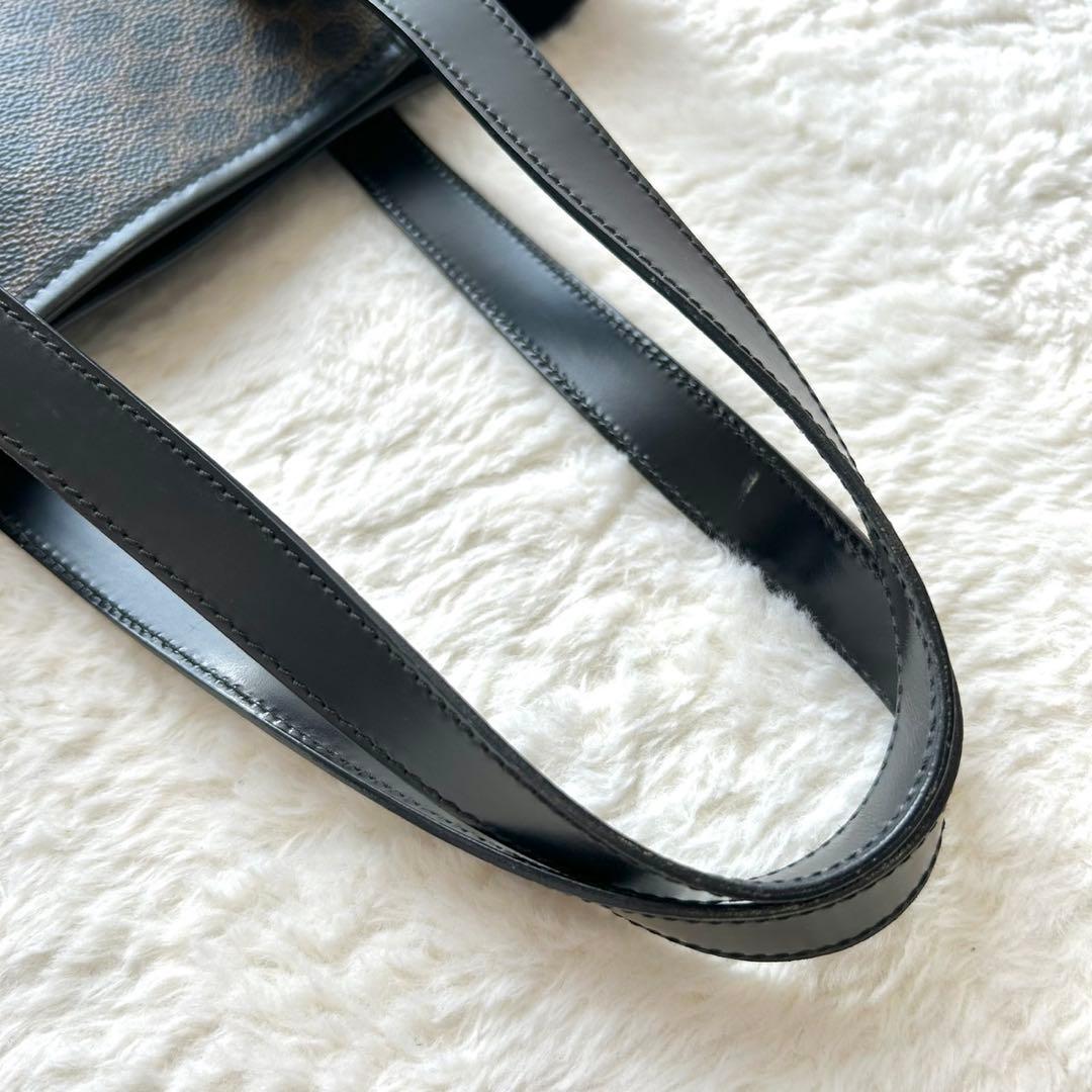 美品 CELINE 黒マカダム トリオンフ PVC バケツ型 トートバッグ