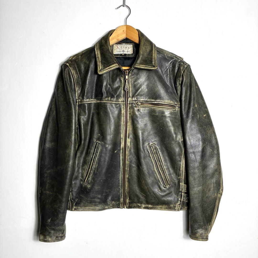 EURO VINTAGE シングルレザージャケット ボックス 短丈 カウハイド