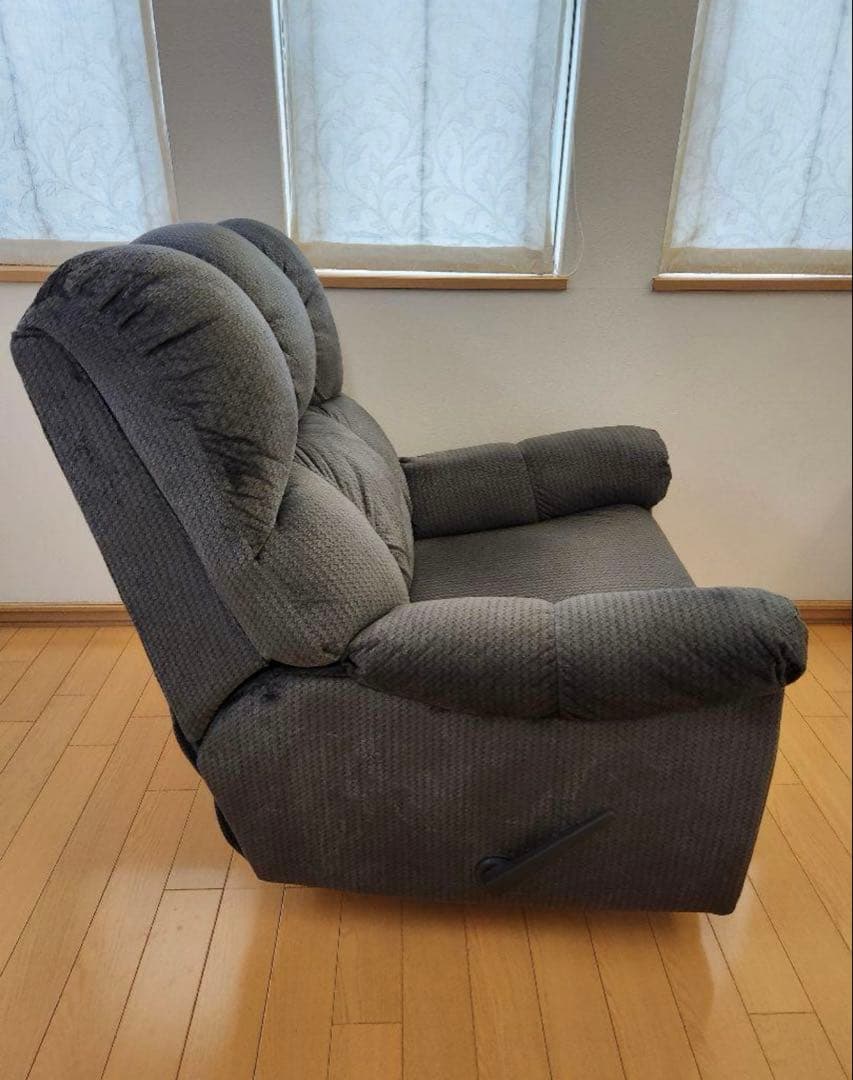 Laura Ashleyリクライニングソファ一人掛け グレー アームレスト付き