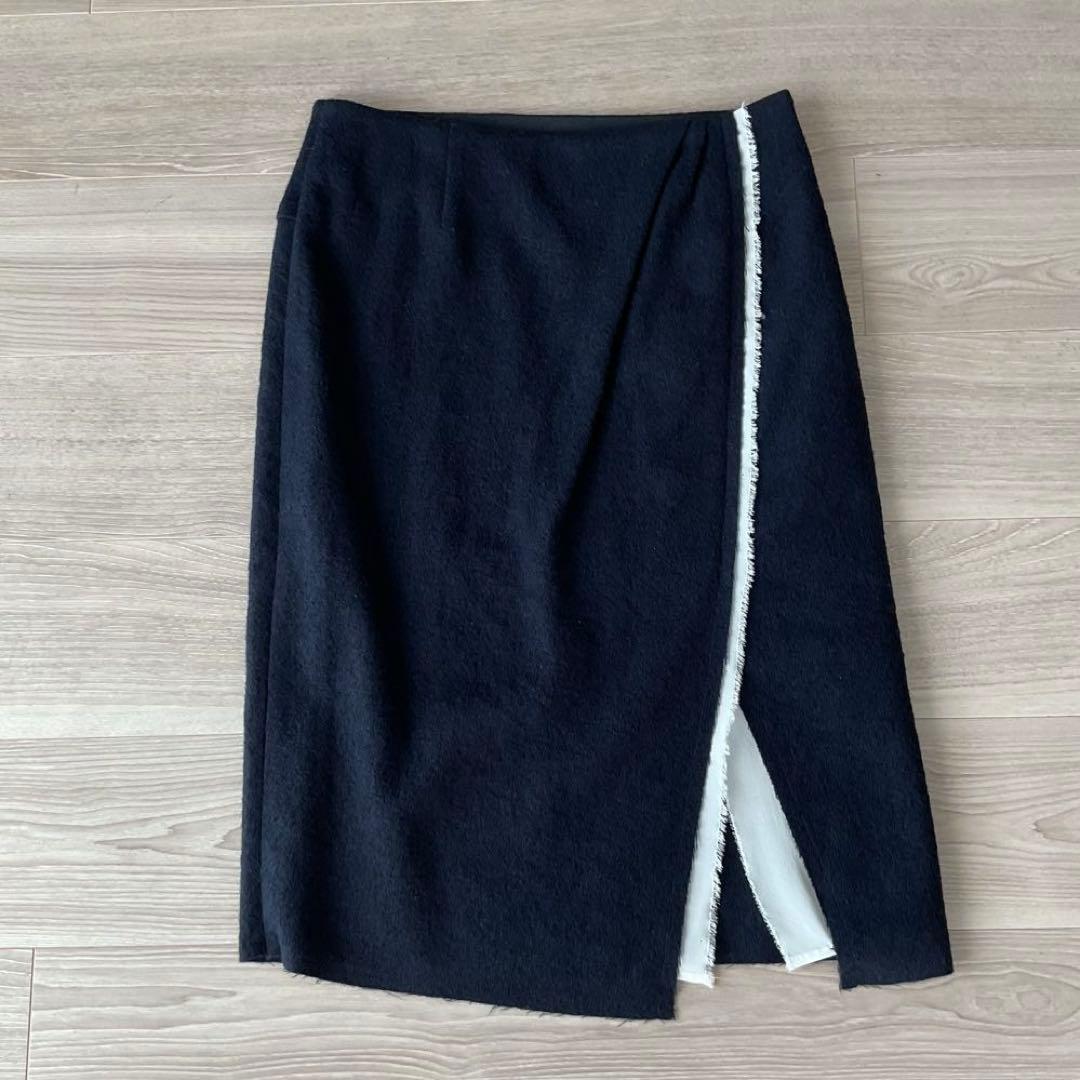 マディソンブルー　ラップ調ウールスカート　濃紺　02