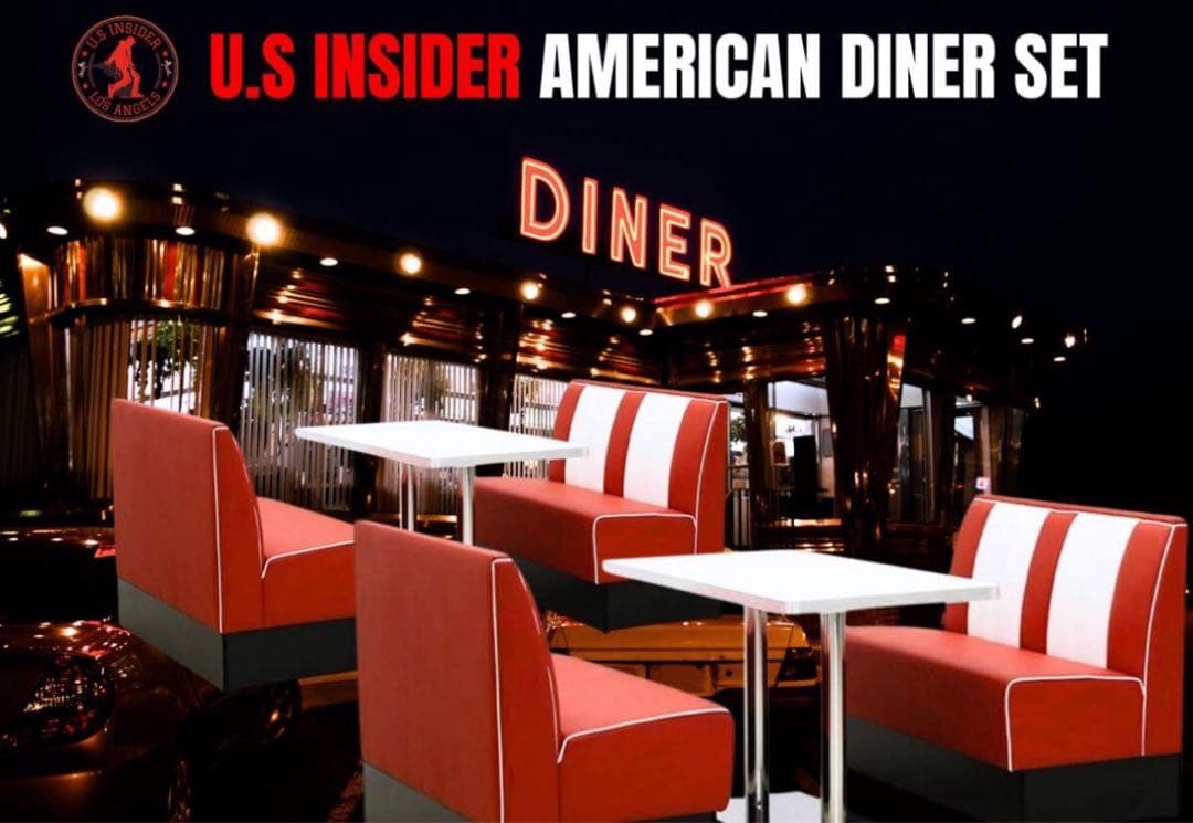 レトロ・アメリカンダイナー★ソファー×2＋テーブル　3点セット★4人掛け