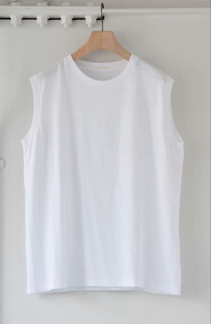 COMOLI コットンジャージ ノースリーブ WHITE 3