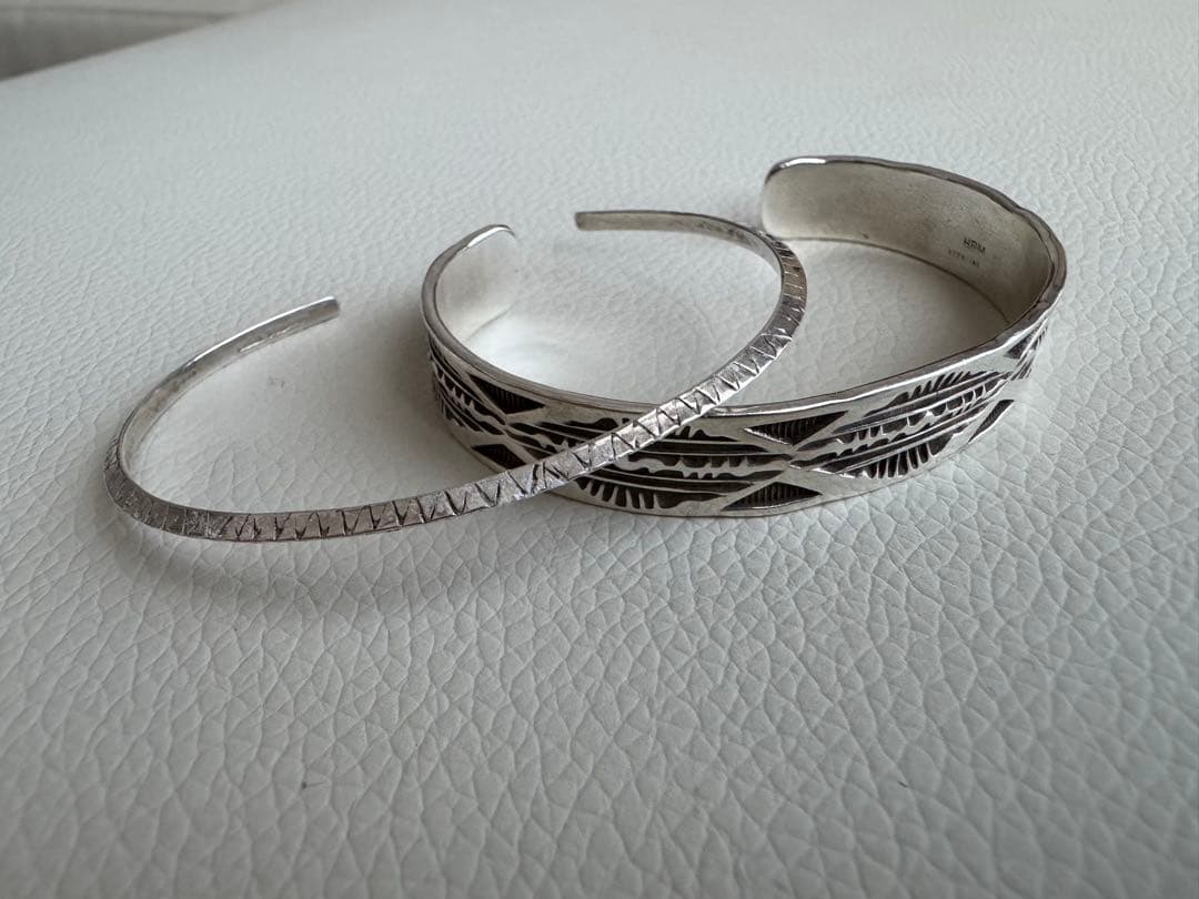 【HRM表記】シルバー バングル 2点セット