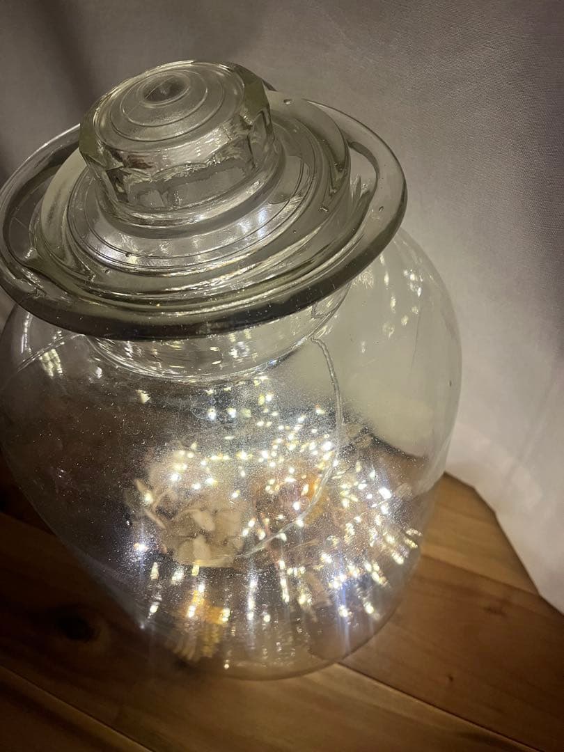 ガラス製 蓋付きキャニスター LEDライト付き