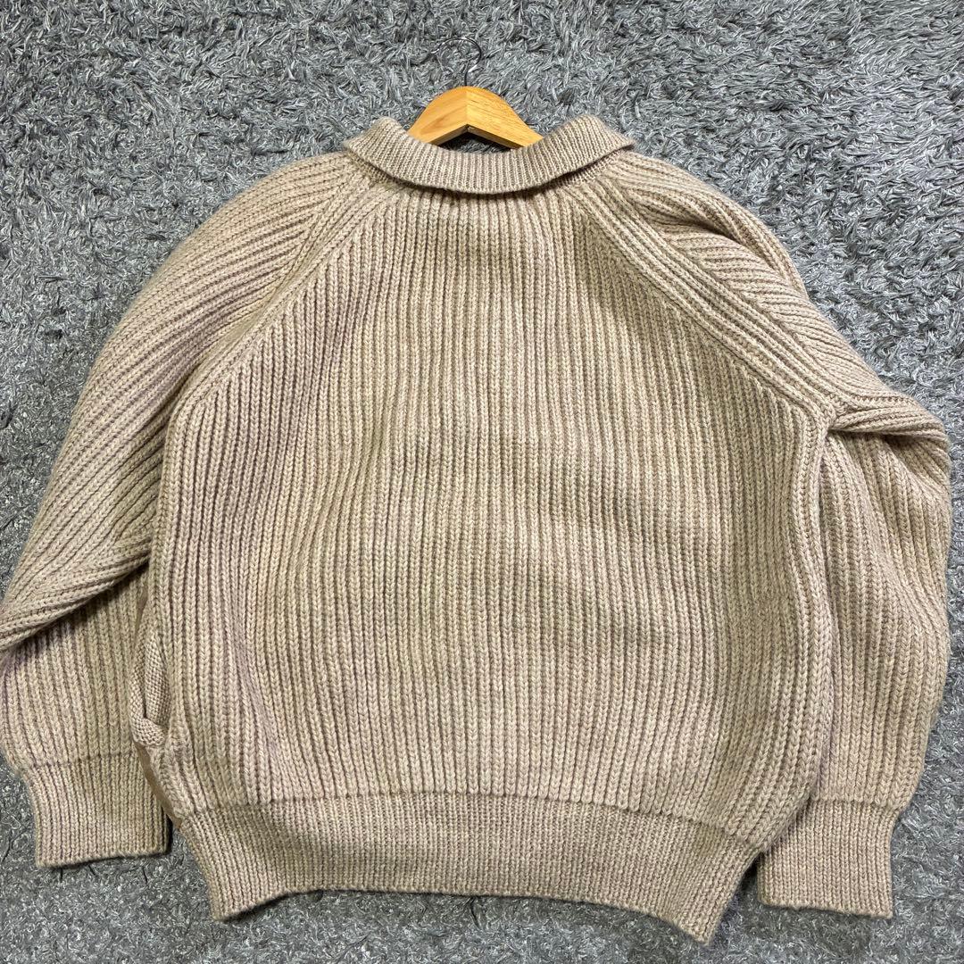 【希少】INVERALLAN スエード切替 カーディガン 44 茶タグ 英国製