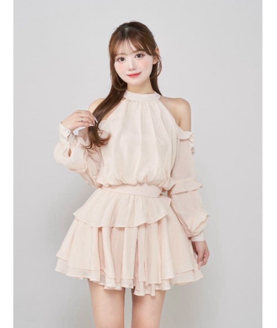 ボリュームシフォンミニワンピース