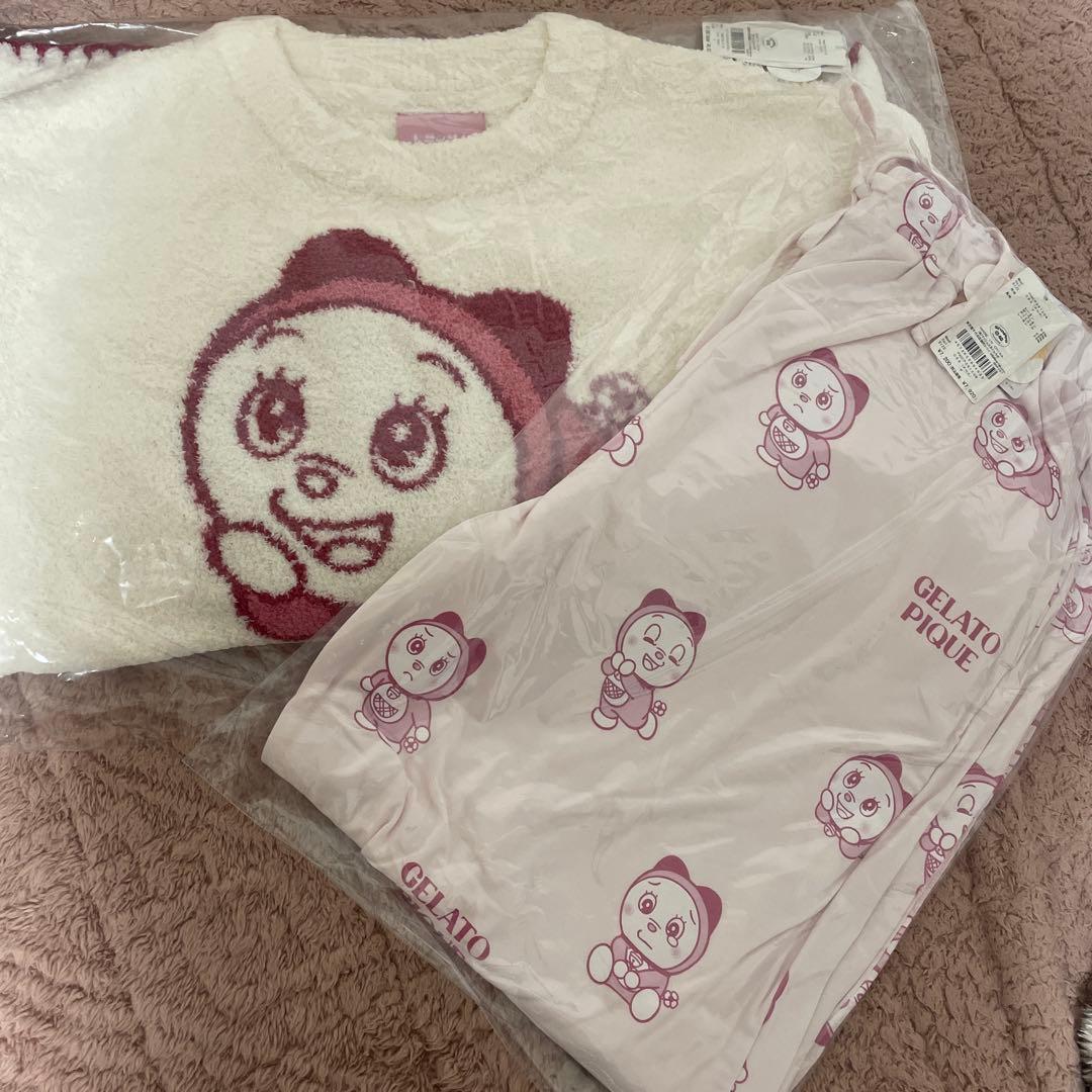 ジェラピケ　ドラミちゃん　ベビモコジャガードプルオーバー　ロングパンツ　セット