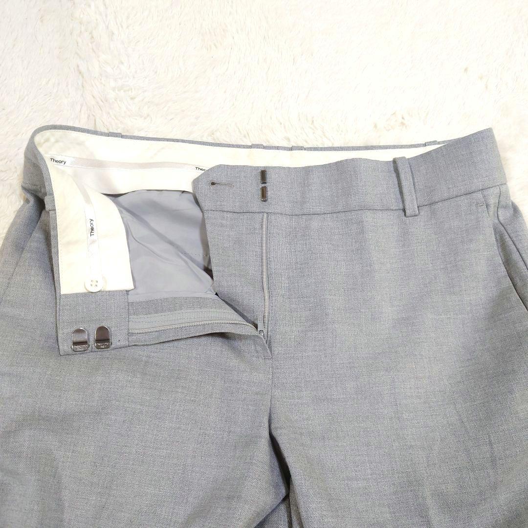 theory ノーカラー Vネック ストレッチ パンツスーツ グレー Mサイズ