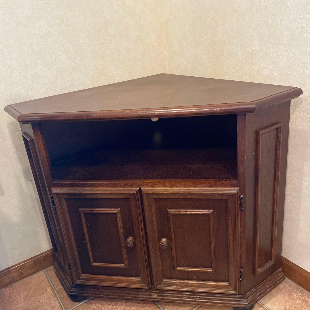 【コーナーテレビボード】　アンティーク　キャビネット　　　　　天然木ヨーロピアン