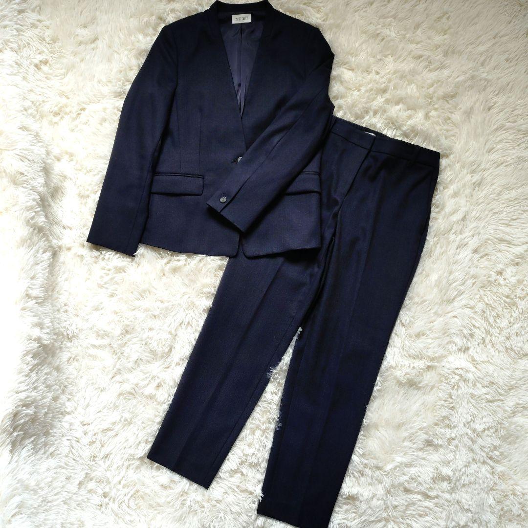 【美品】PLST プラステ ノーカラージャケット パンツスーツ セットアップ