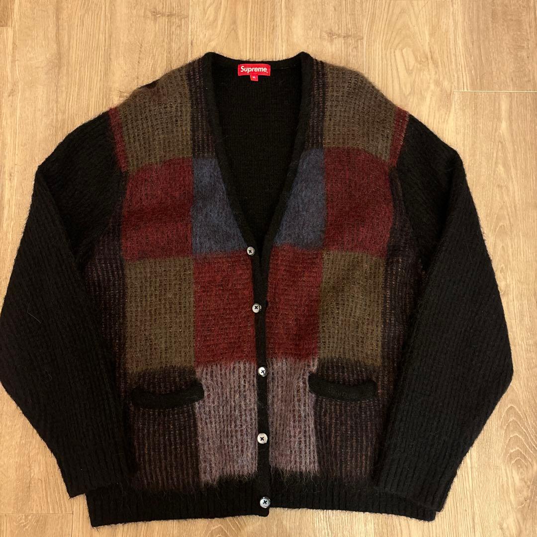 Supreme Brushed Grid Cardigan カーディガン 黒XL