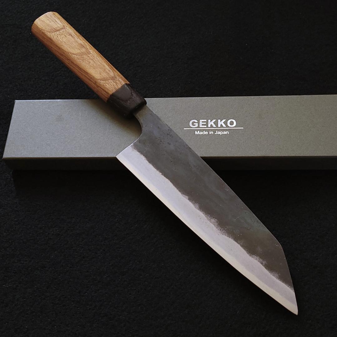 白紙1号 黒打 文化包丁 180㎜ G9368 栗柄 月光作 手作り