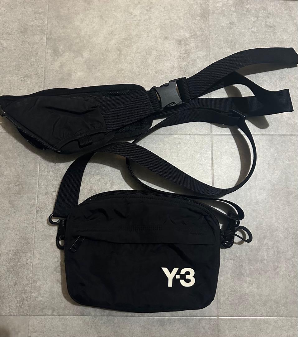 Y-3 ブラック ボディバッグ・ウエストポーチ