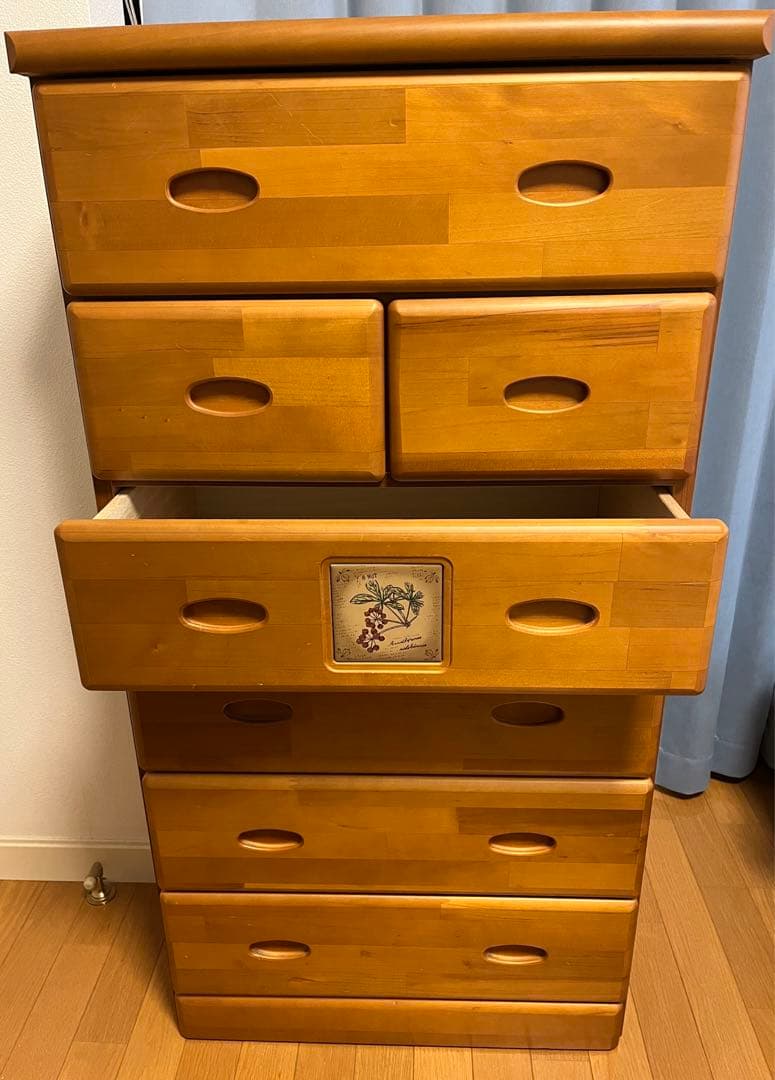 【匿名送料込】木製タンス　洋服タンス　6段