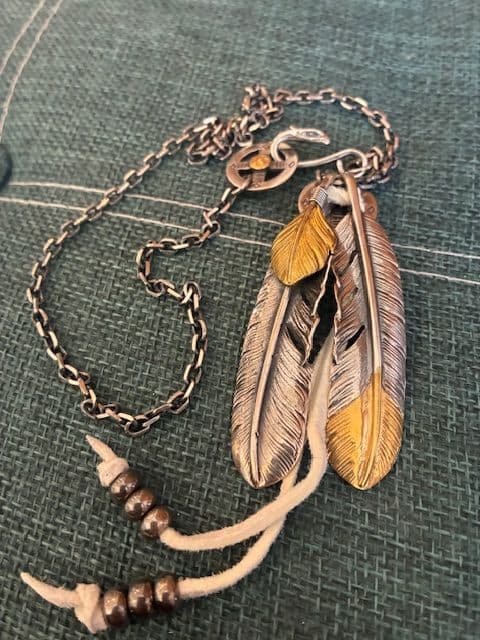 ゴローズ　先金特大フェザー＋上金特大フェザー＋SVホイール＋ビーズ＋細角チェーン