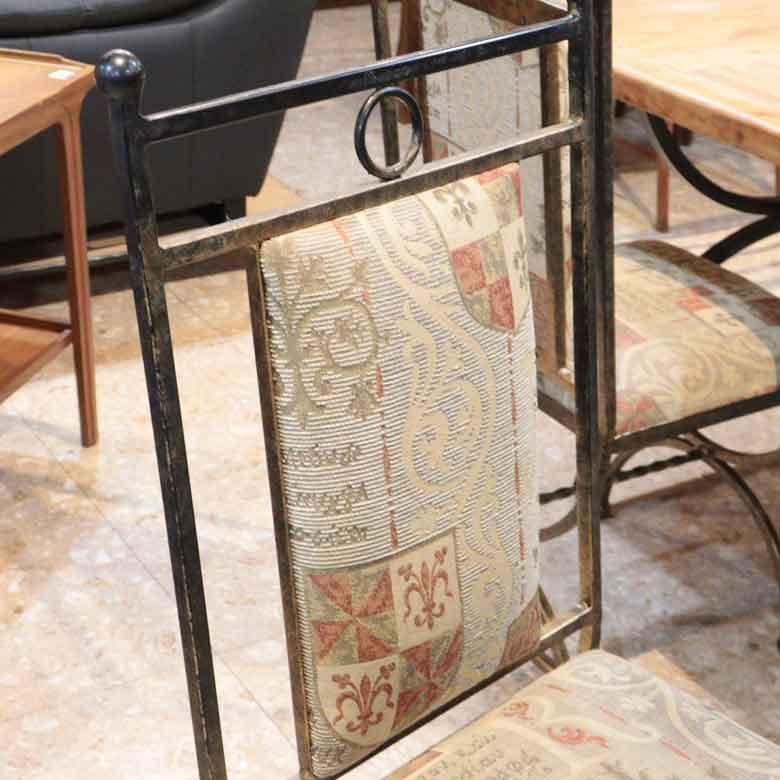 英国ヴィンテージ アイアンフレーム チェア ゴブラン織