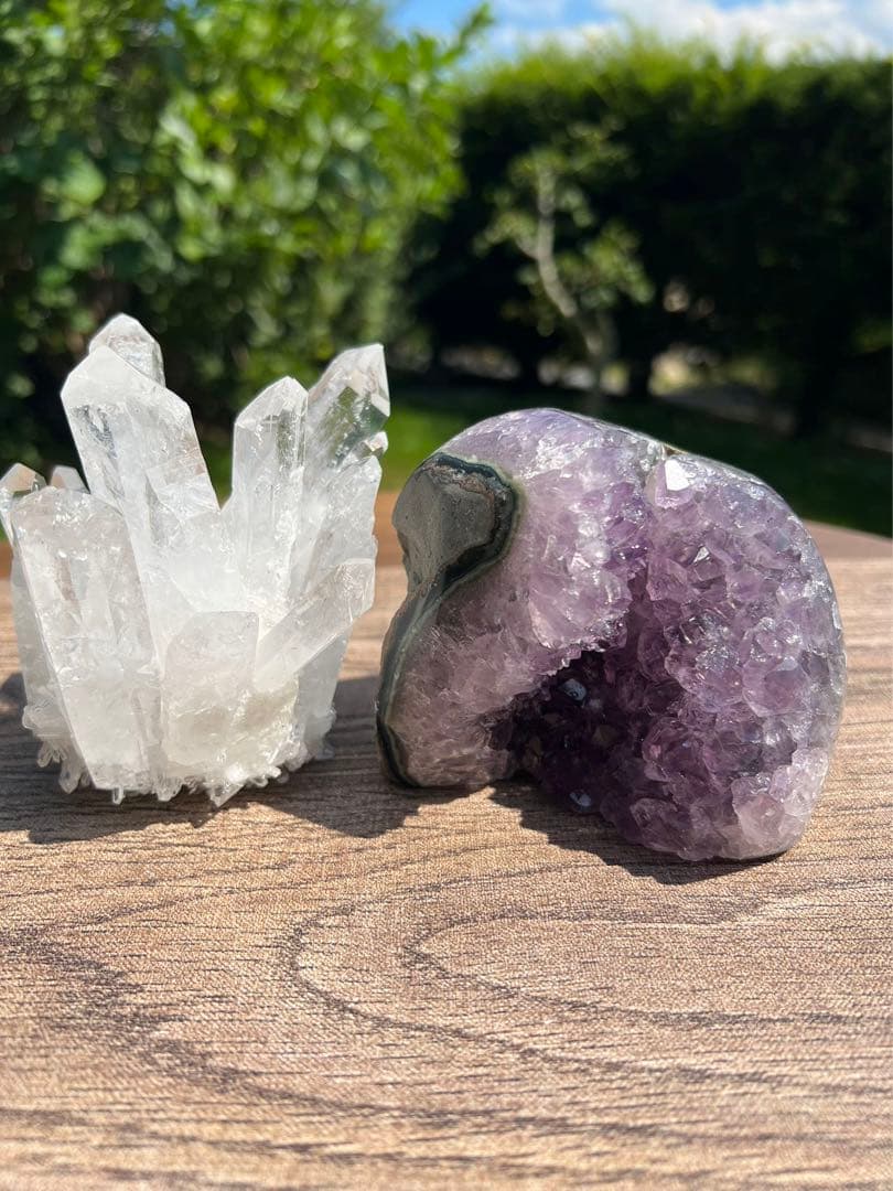 A86 アメジストドーム クラスター ウルグアイ産 と水晶クラスター