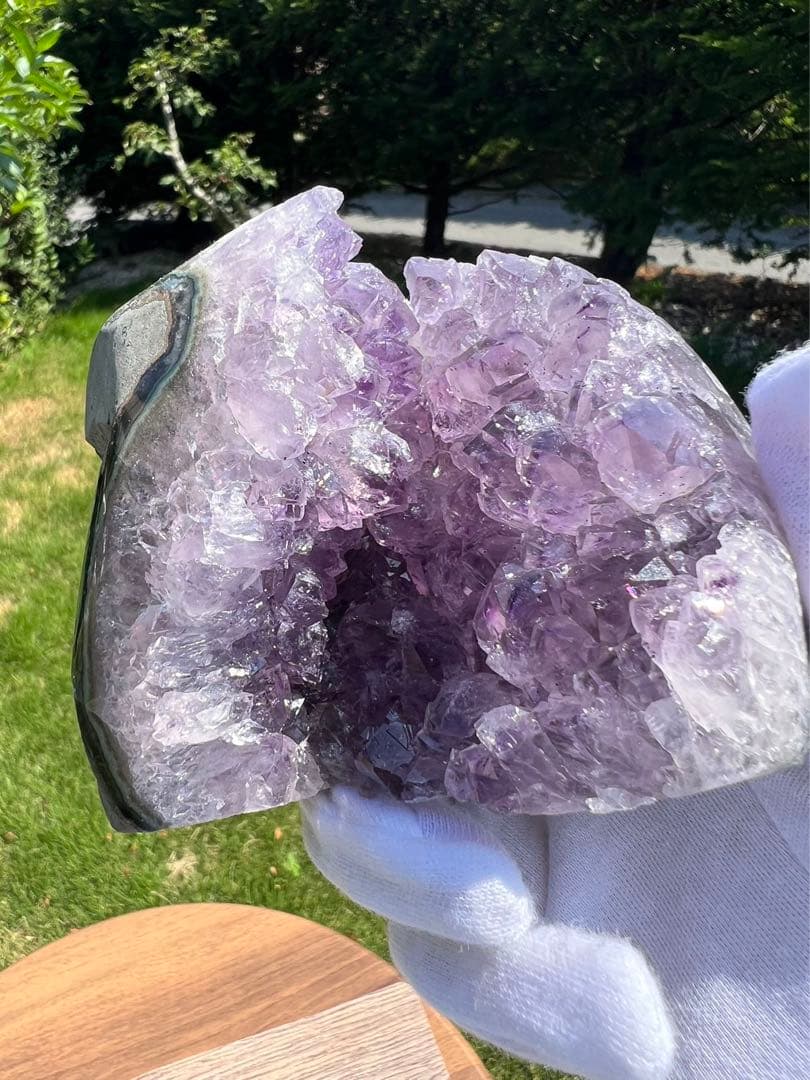 A86 アメジストドーム クラスター ウルグアイ産 と水晶クラスター