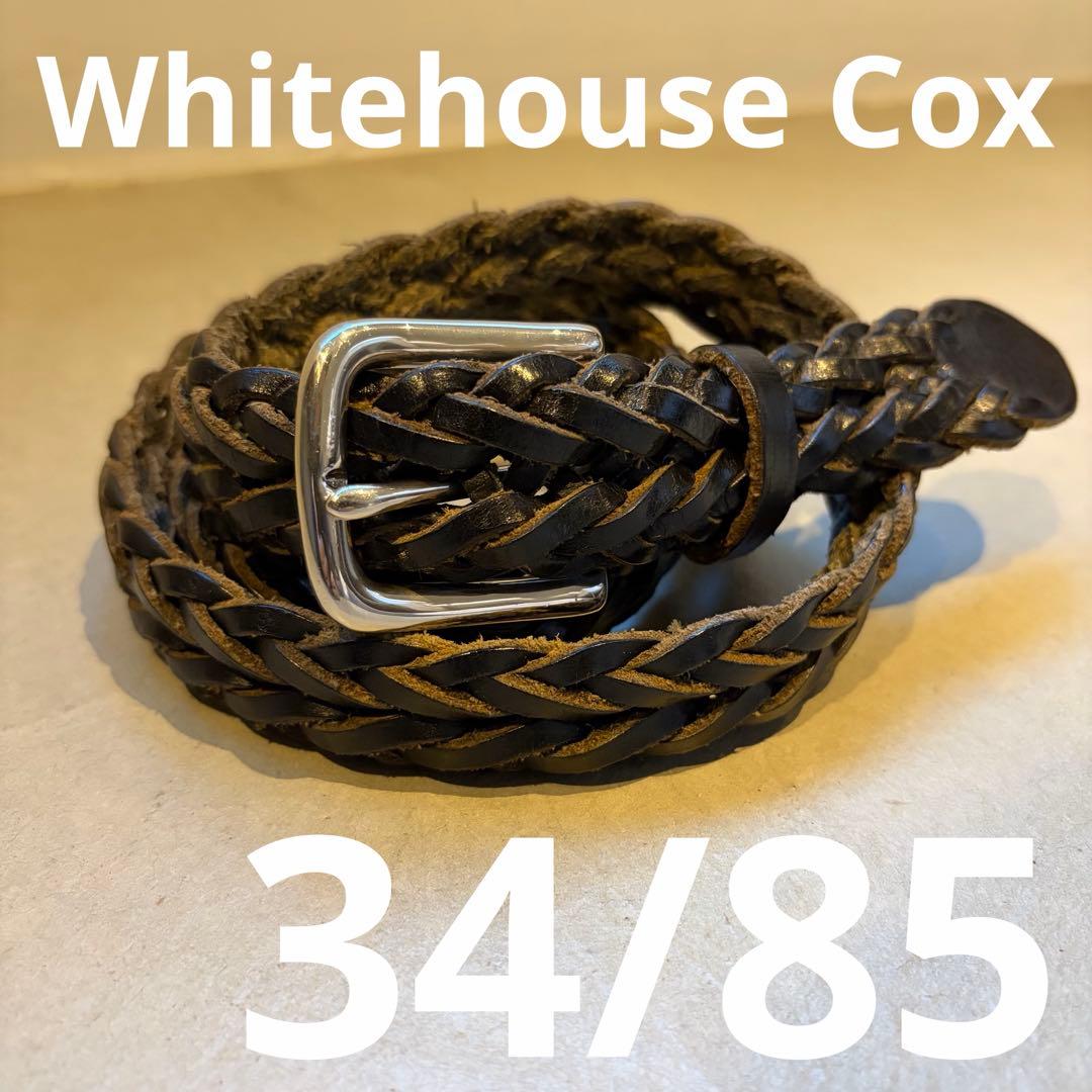 【希少サイズ】Whitehouse Cox 編み込みレザーベルト 34/85
