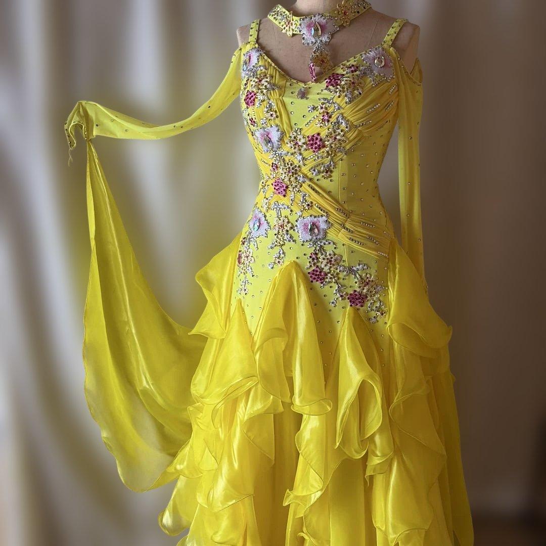 社交ダンス用黄色ドレス