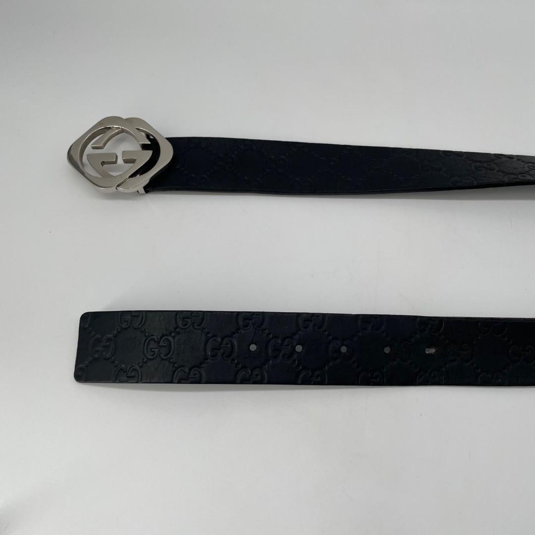 15319✨良品✨GUCCI グッチ レザー GG総柄 G金具 ベルト ブラック