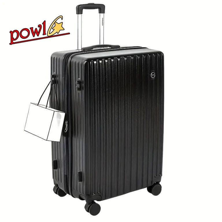 拡張機能付き超軽量ブラックキャリーケース耐衝撃素材大型静音ダブルキャスター