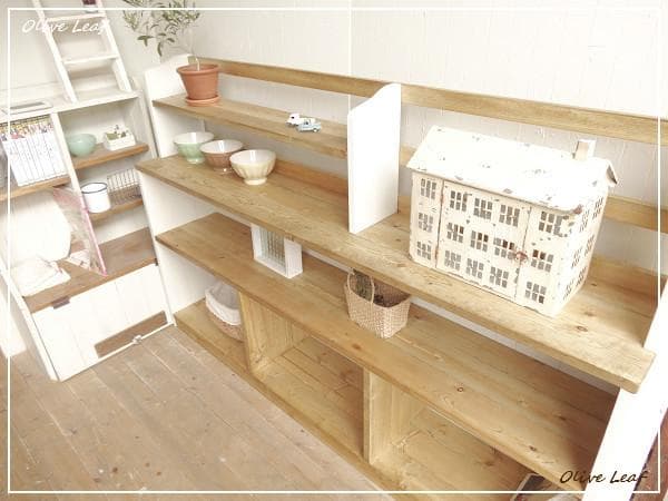 サイズ、デザインオーダー可！超ワイドラックＷ130●シャビーホワイト受注製作