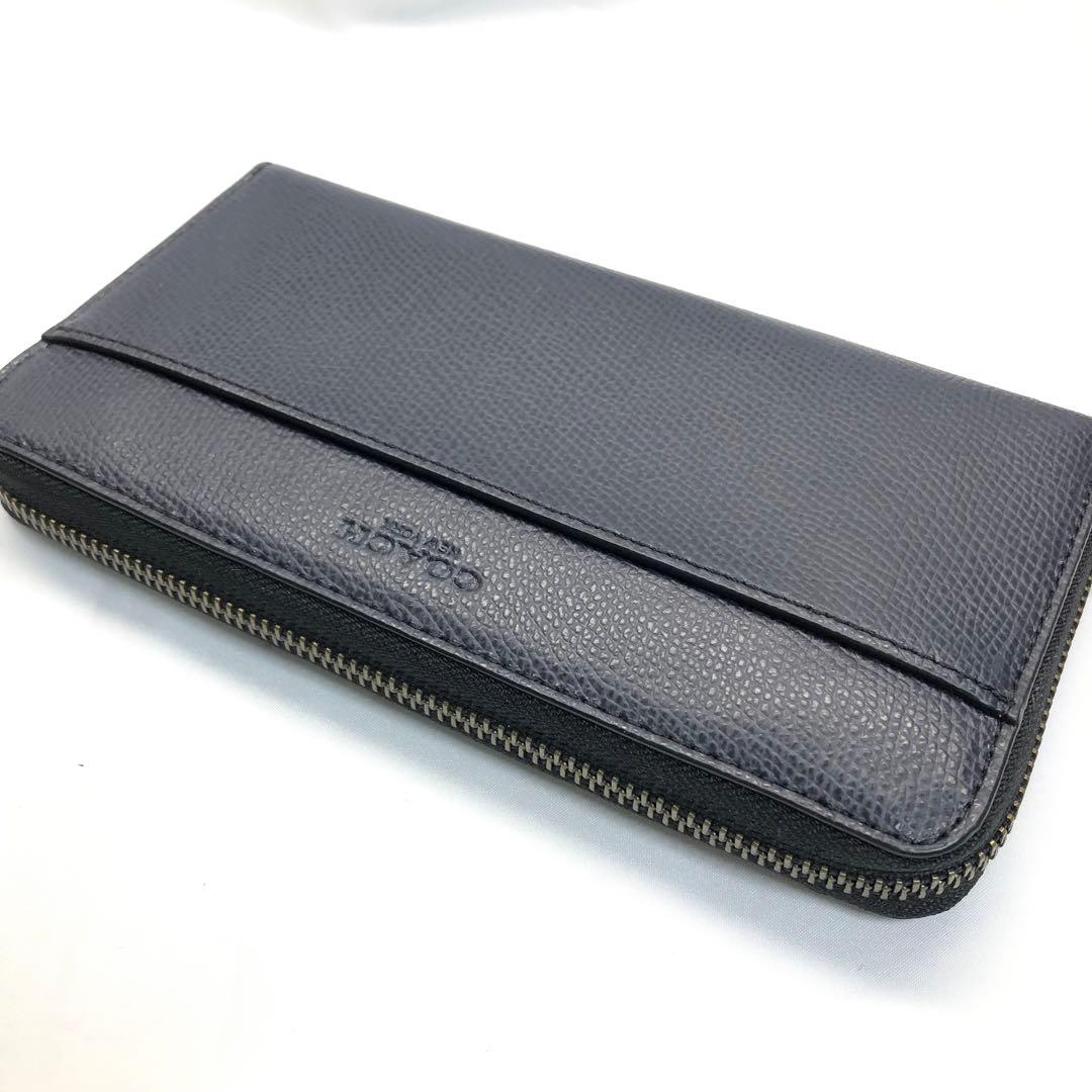 【極美品✨】　COACH コーチ　長財布　メンズ　ネイビー