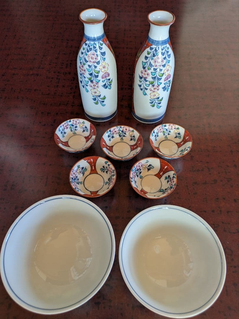 魯山　伊万里　夫婦茶碗と酒器のセット