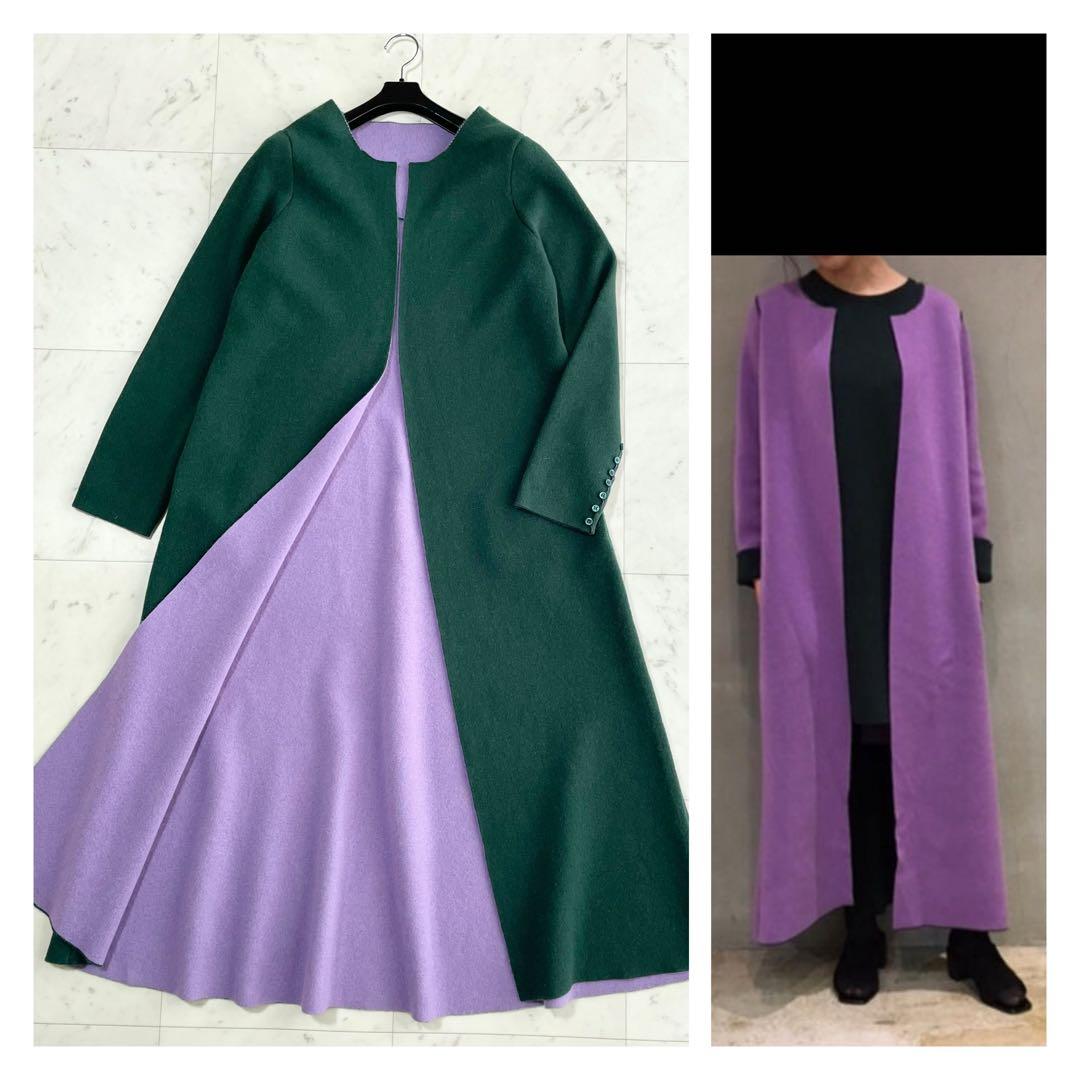 新品　MYLAN ニットコート　リバーコート　カシミヤ　ノーカラー F