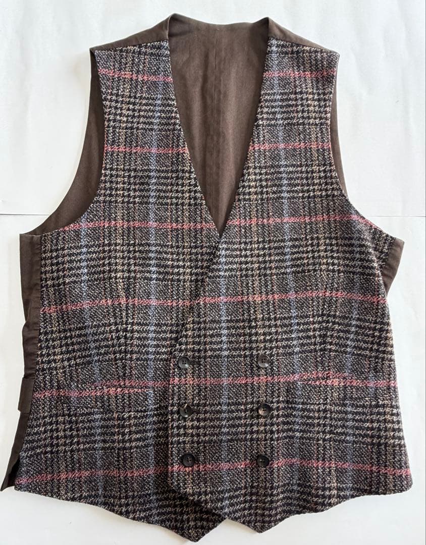 【美品】 LARDINI ツィードウール素材ジレsize46イタリア製