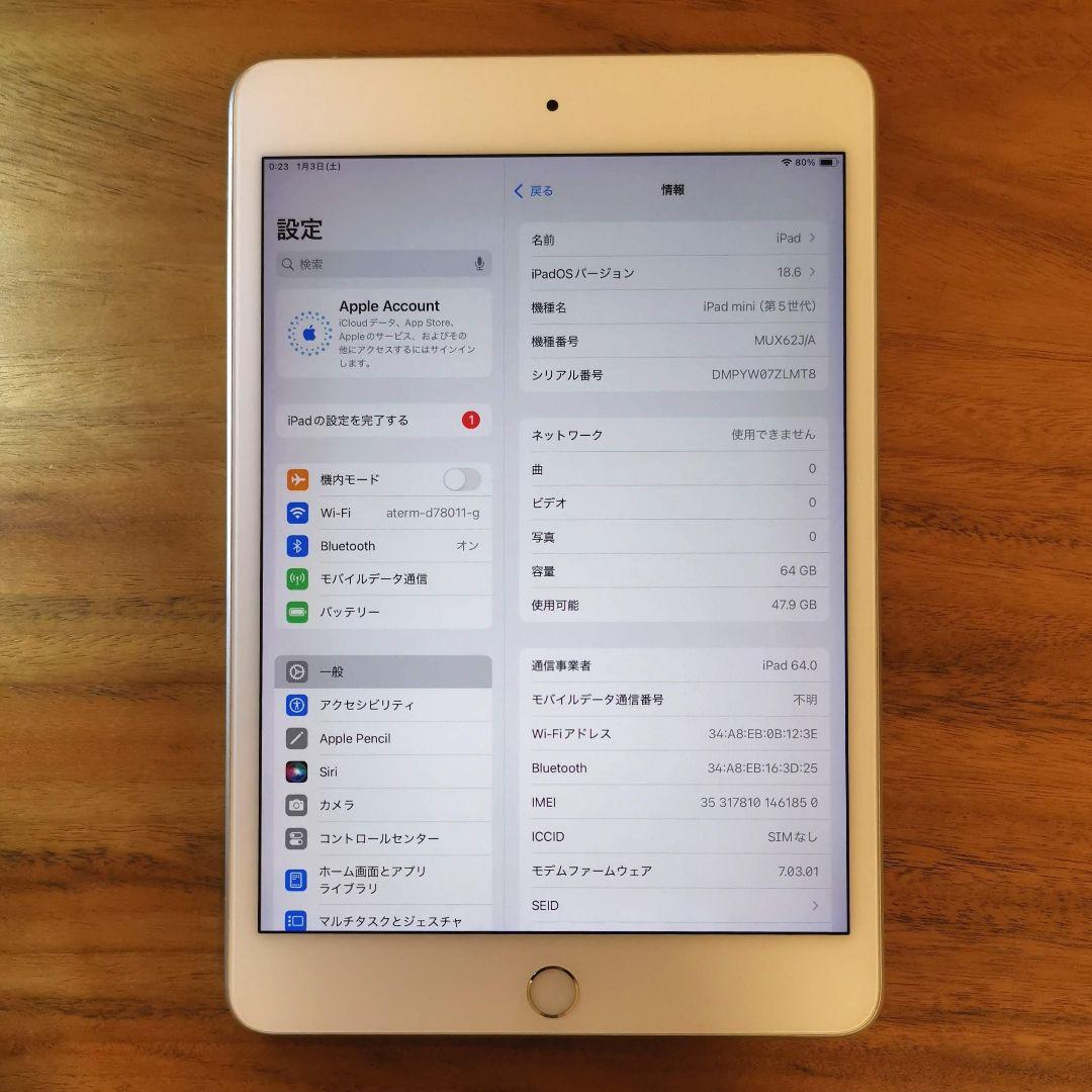 『美品・最大容量91%』iPad mini 第5世代 64GB『SIMフリー』