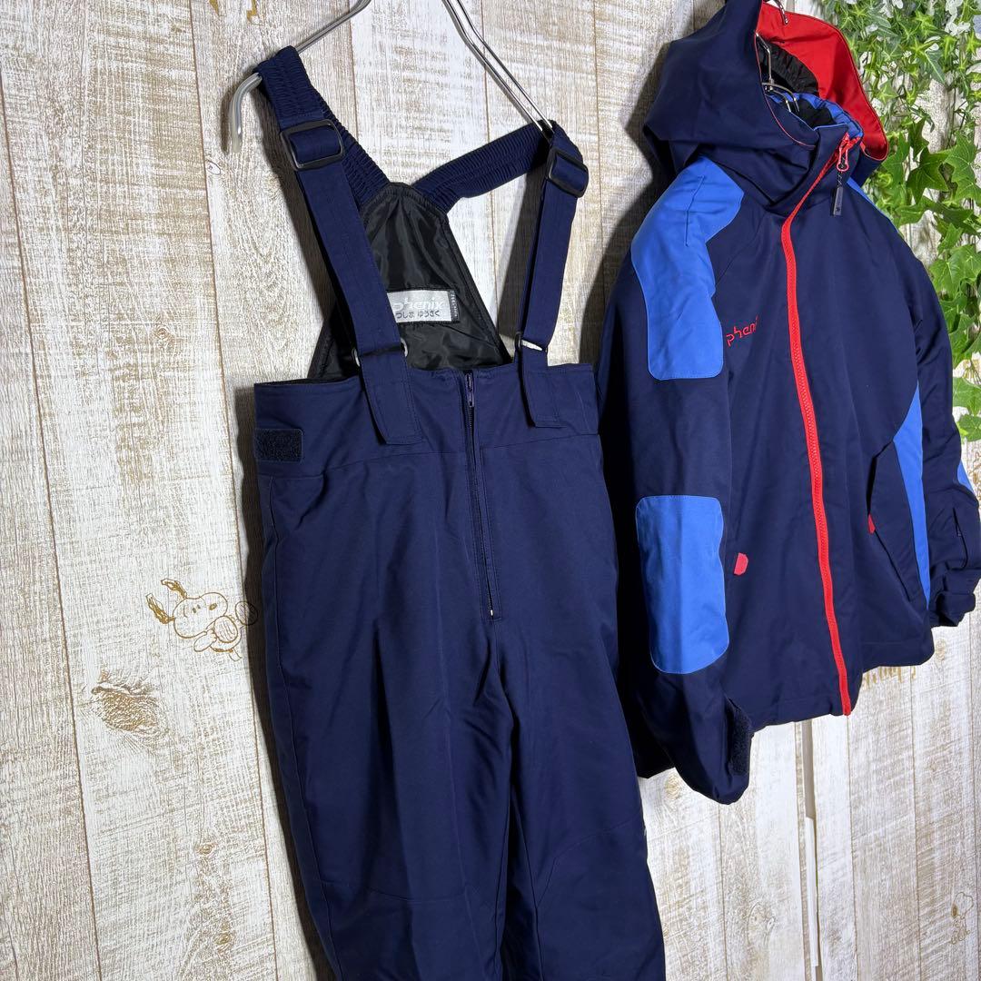 フェニックス　スノーボード　スキー　スノーウェア キッズ　セットアップ　紺色　赤