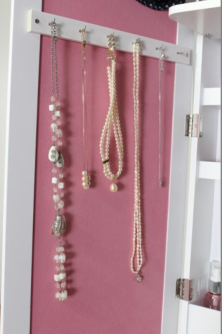 〇ジュエリー収納付スタンドドレッサーミラー　ホワイトスタンドミラー