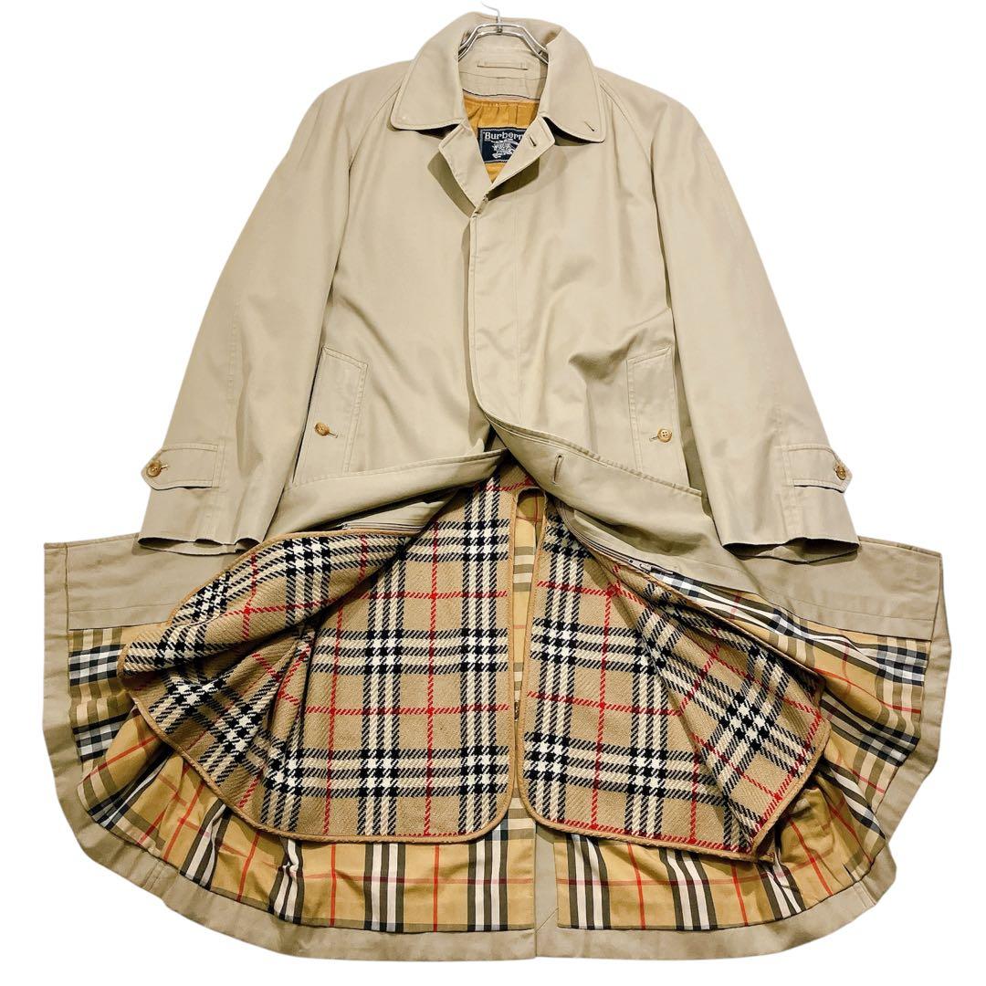 【逸品】バーバリーズ　ステンカラーコート　ハニーベージュ　ライナー付　XL相当