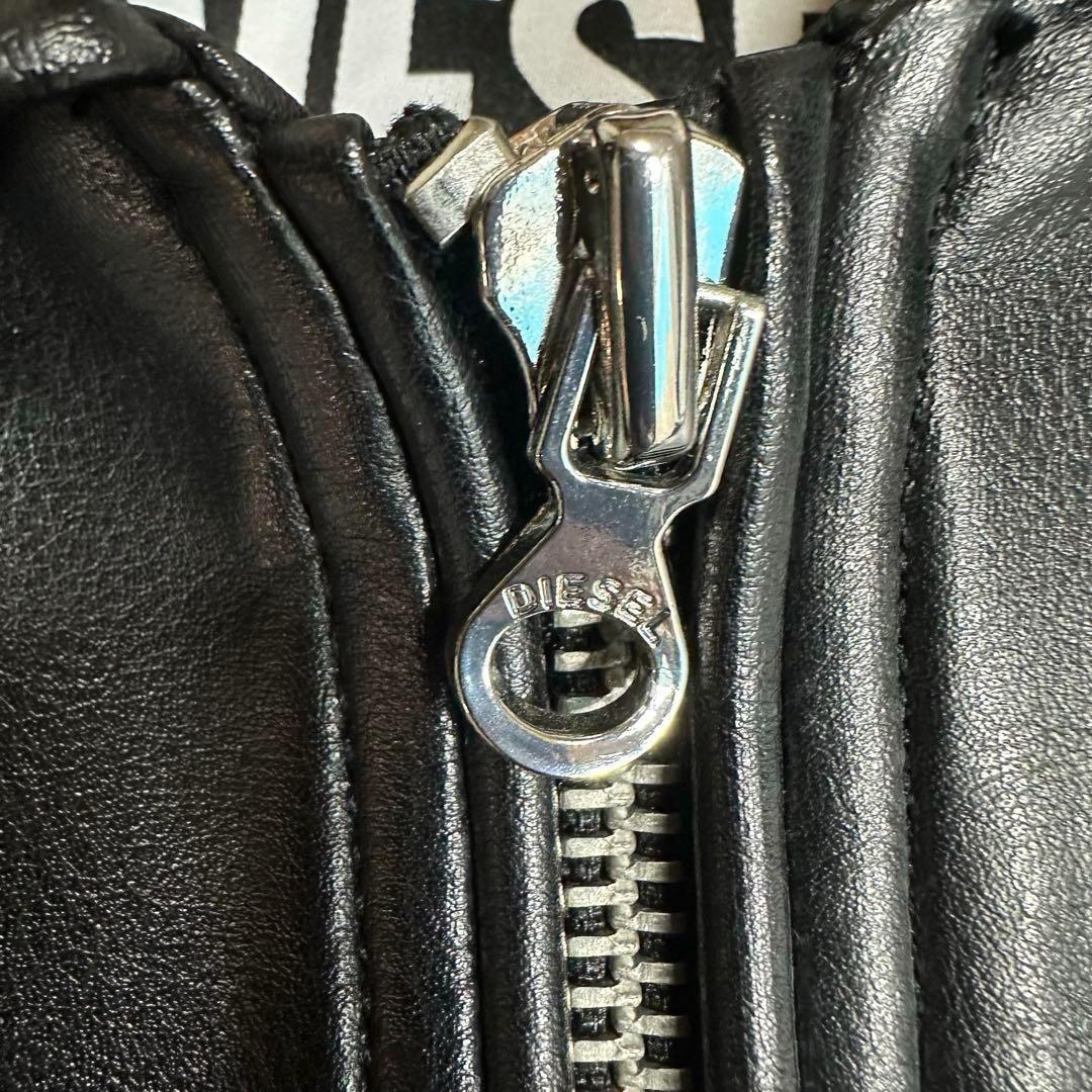 未使用級★近年モデル★DIESEL ディーゼル レザージャケット ロゴ 黒 XS