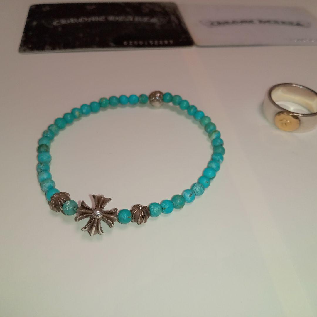 【最安値】クロムハーツ ビーズ ブレスレット4mm ターコイズ