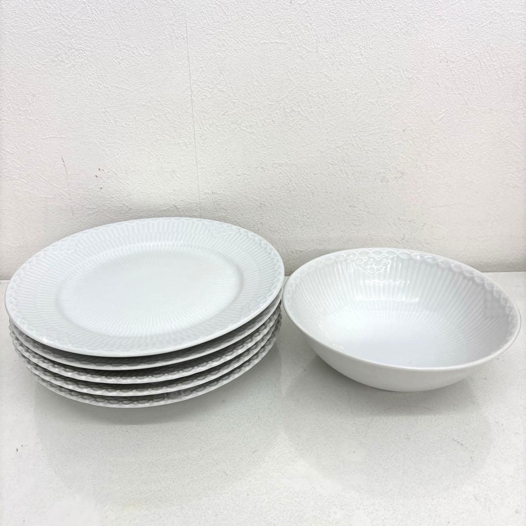 ロイヤルコペンハーゲン ホワイトフルーテッド ディッシュ皿 5枚 ボウルセット