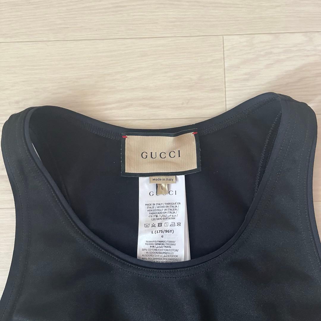 美品 GUCCI ×ノースフェイス スリーブレストップ Lサイズ レディース 黒